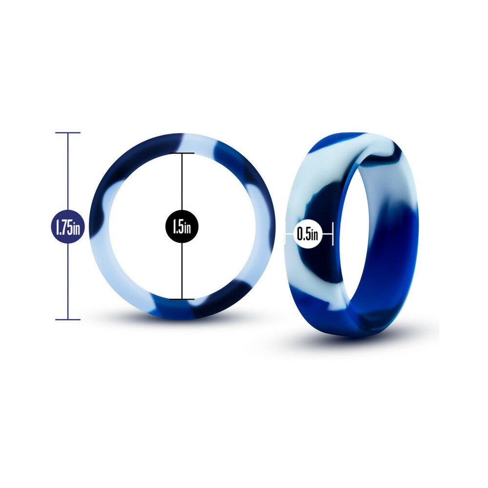 Blush Performance Silicone Camo Cock Ring Blue Camouflage - Fantasies Boutique