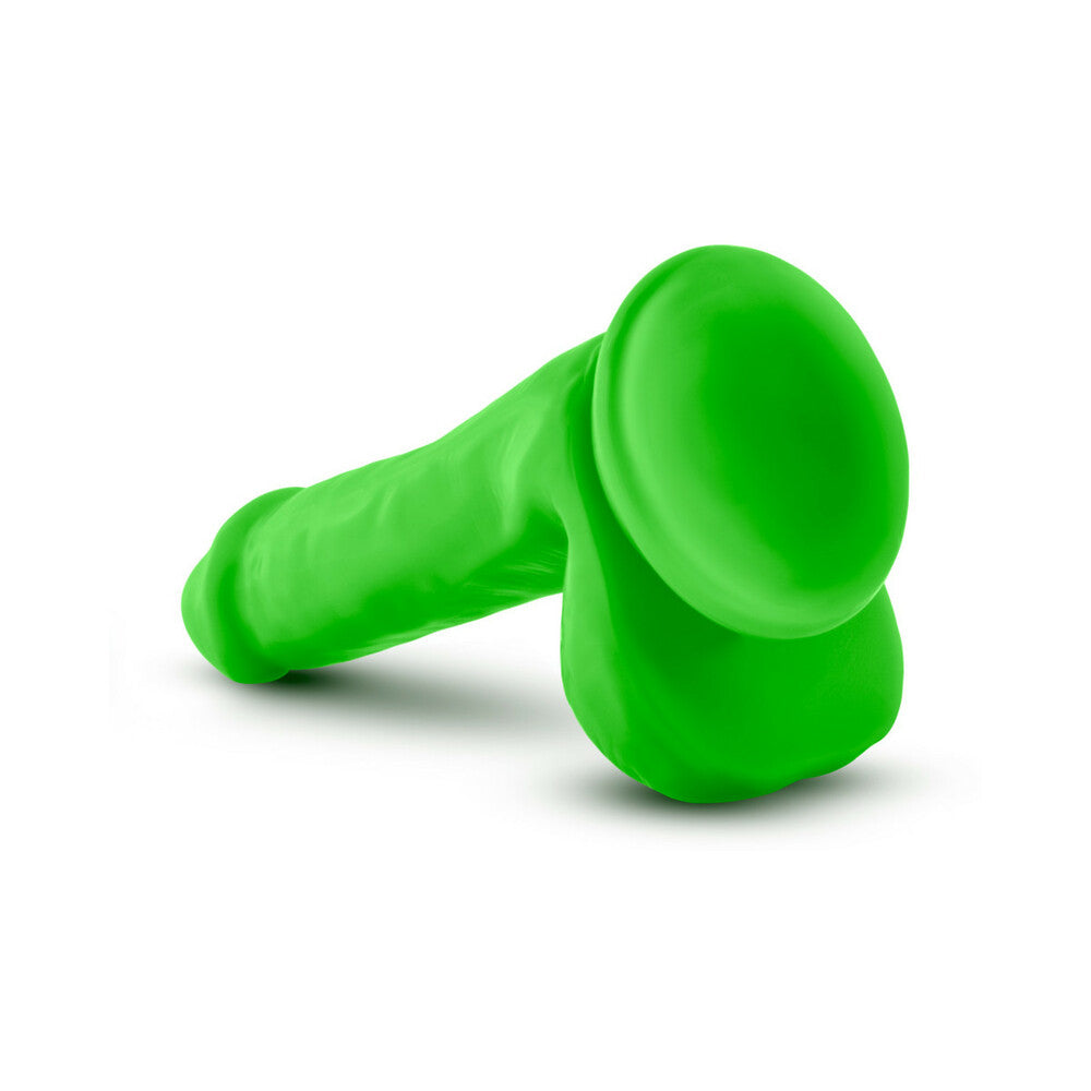 Neo Elite 6 in. Silicone Dual Density Dildo with Balls Neon Green - Fantasies Boutique