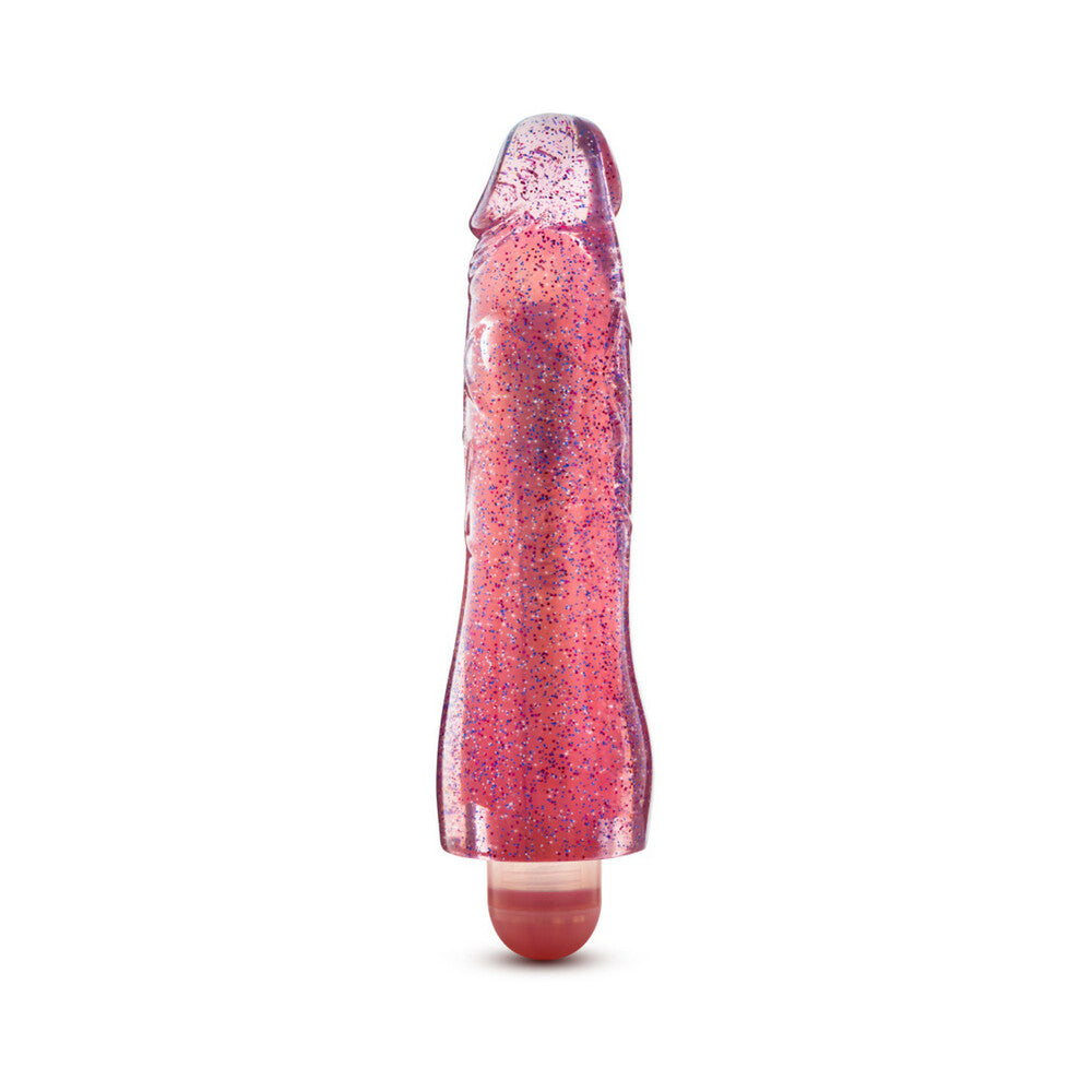 Blush Glow Dicks Molly Color Changing 8 in. Vibrating Dildo Glitter Pink - Fantasies Boutique