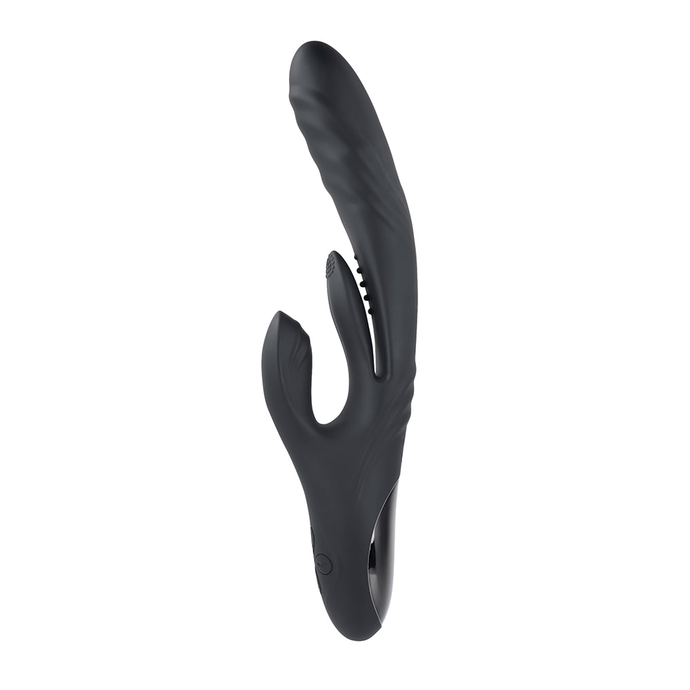 Playboy Rapid Rabbit Rechargeable Silicone Dual Stimulation Vibrator Black - Fantasies Boutique