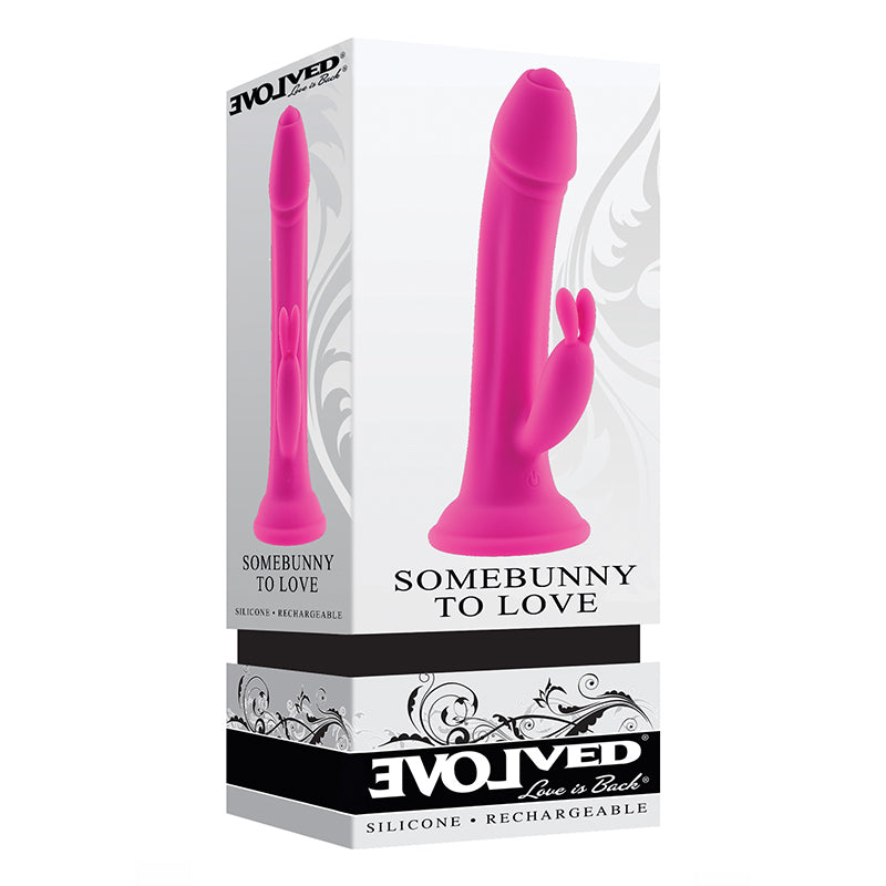 Evolved Somebunny to Love Rechargeable Realistic Rabbit with Suction Cup Silicone Pink - Fantasies Boutique