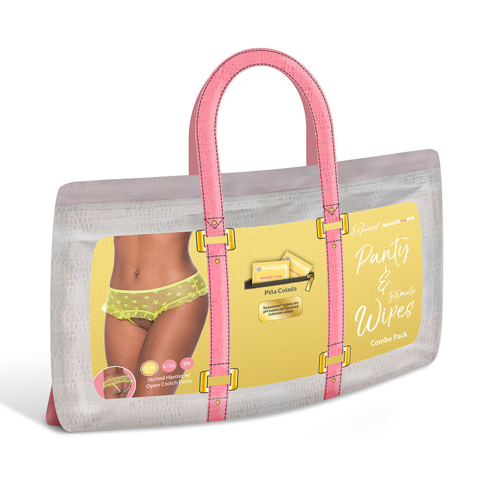 Magic Silk Sweetums Skirted Hipster with Open Crotch Panty Pina Colada S/M