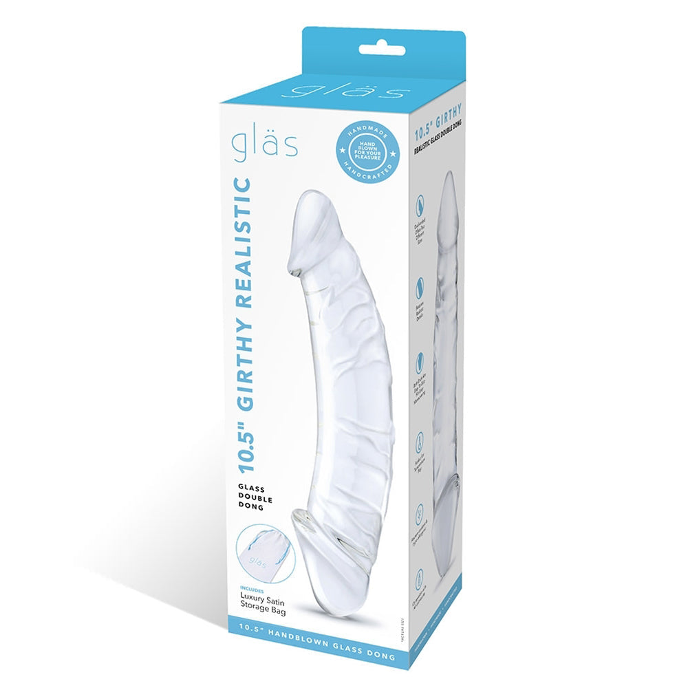 Glas 10.5 in. Girthy Realistic Glass Double Dong Dildo - Fantasies Boutique