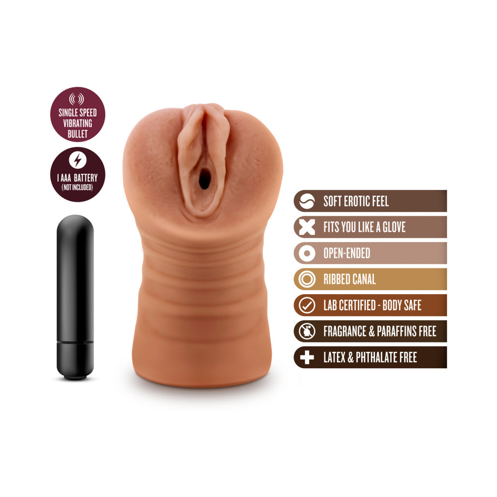 M for Men Julieta Vagina Stroker with Bullet Vibrator Tan - Fantasies Boutique