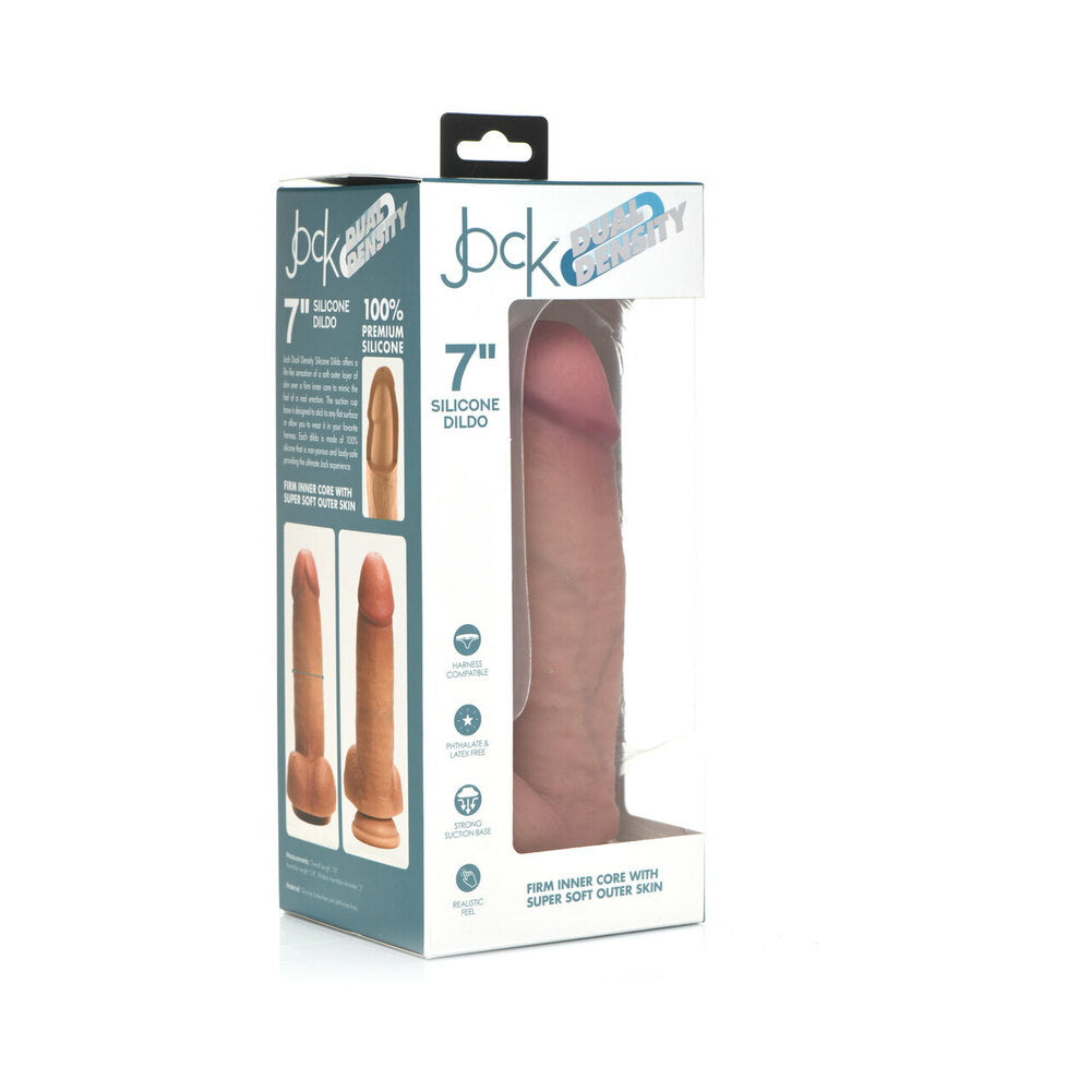 Curve Toys Jock Dual Density 7 in. Silicone Dildo with Balls & Suction Cup Light - Fantasies Boutique