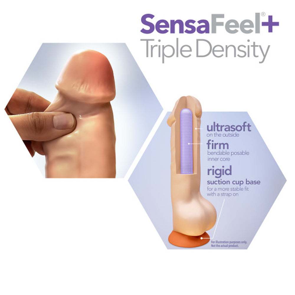 Dr. Skin Plus Realistic 8 in. Triple Density Posable Dildo with Balls Beige