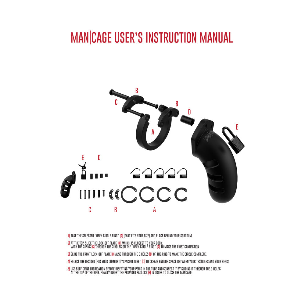 Shots ManCage Model 21 Adjustable 4.5 in. Silicone Chastity Cock Cage Black - Fantasies Boutique