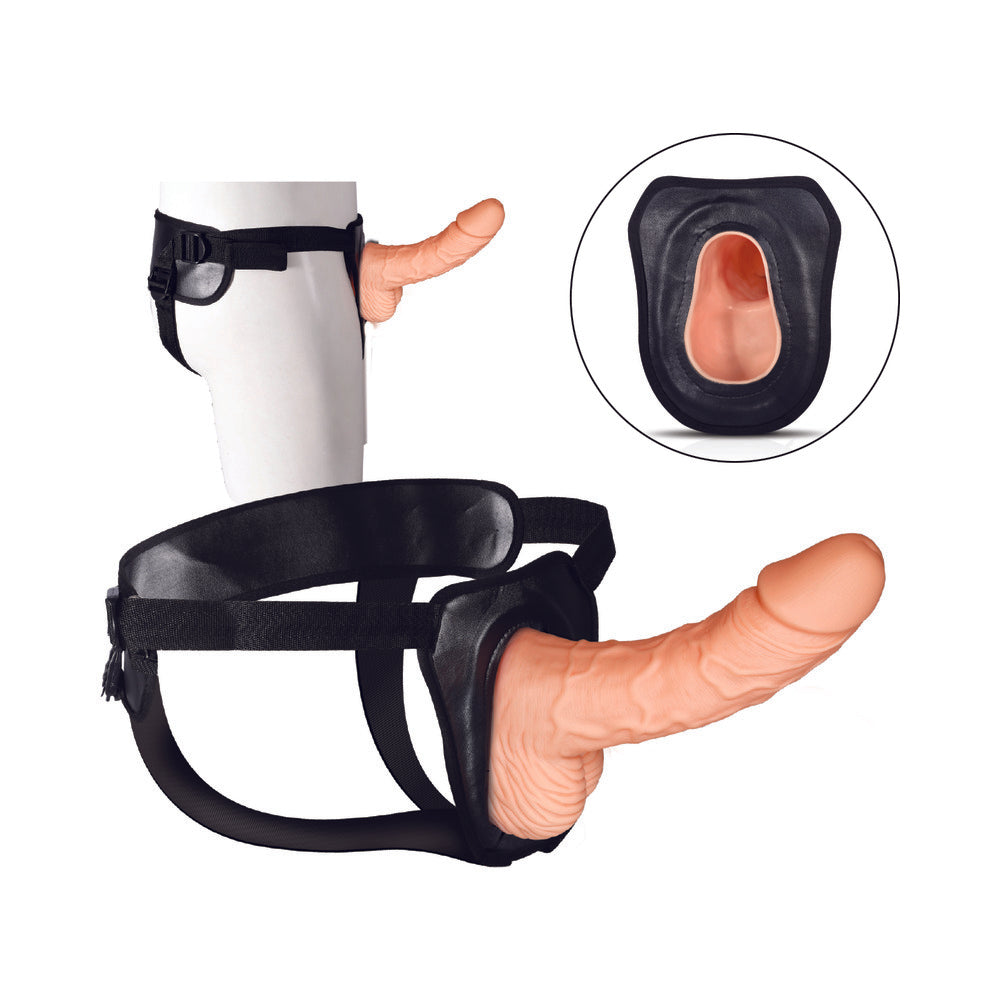 Erection Assistant Hollow Strap-On 8 in. White - Fantasies Boutique