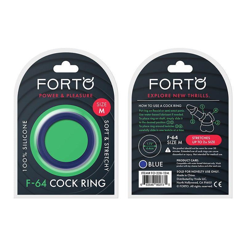 Forto F-64 Wide Liquid Silicone Cockring Medium Blue - Fantasies Boutique