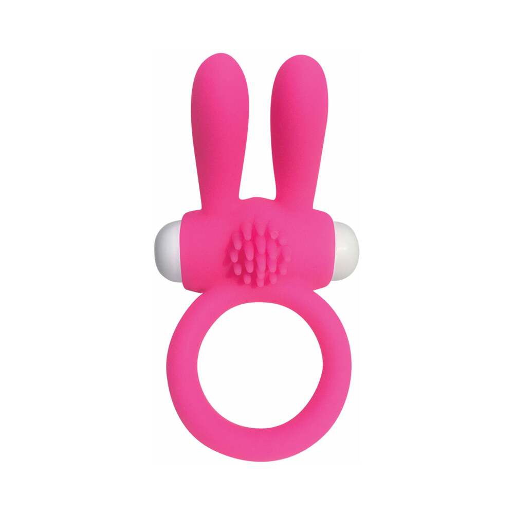 Pipedream Neon Rabbit Ring Vibrating Silicone Cockring With Ears Pink - Fantasies Boutique