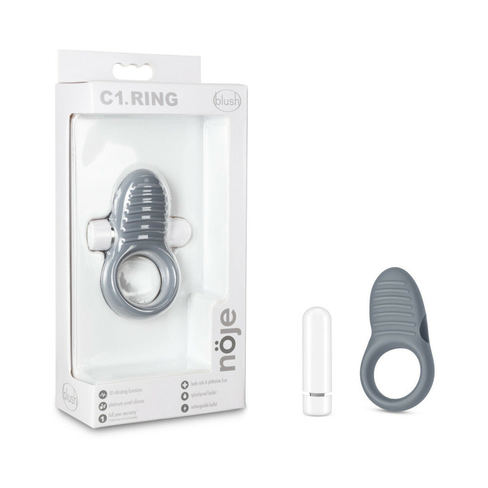 Blush Noje C1.Ring Rechargeable Vibrating Silicone Cockring Slate - Fantasies Boutique