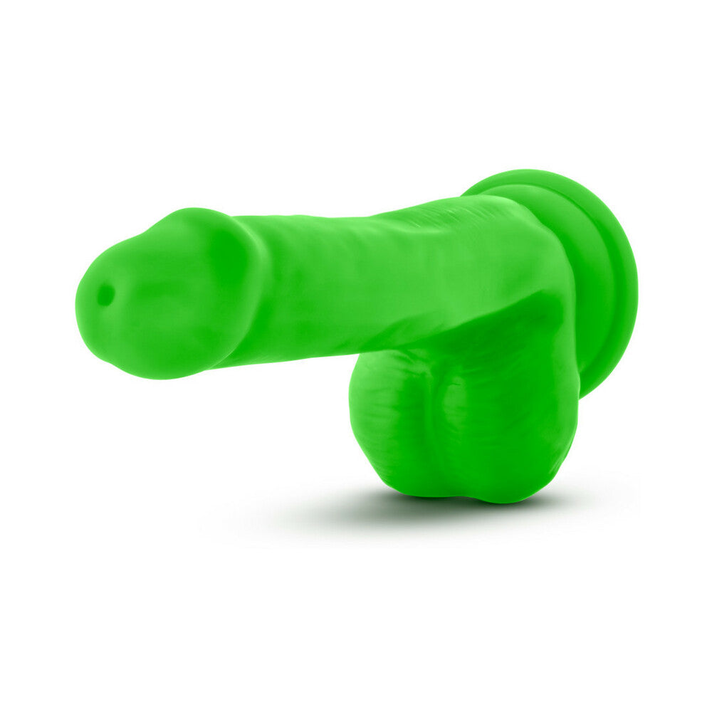 Neo Elite 6 in. Silicone Dual Density Dildo with Balls Neon Green - Fantasies Boutique