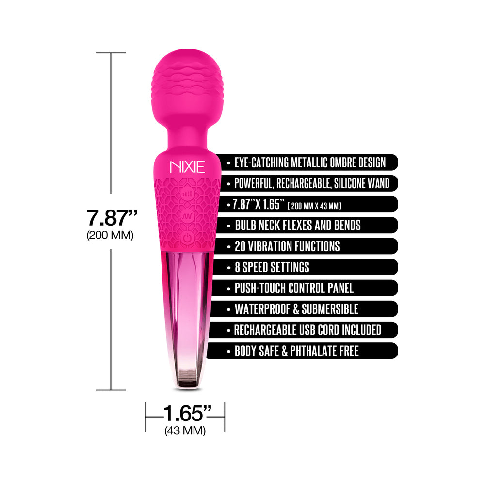 Nixie Rechargeable Wand Massager Pink Ombre Metallic - Fantasies Boutique