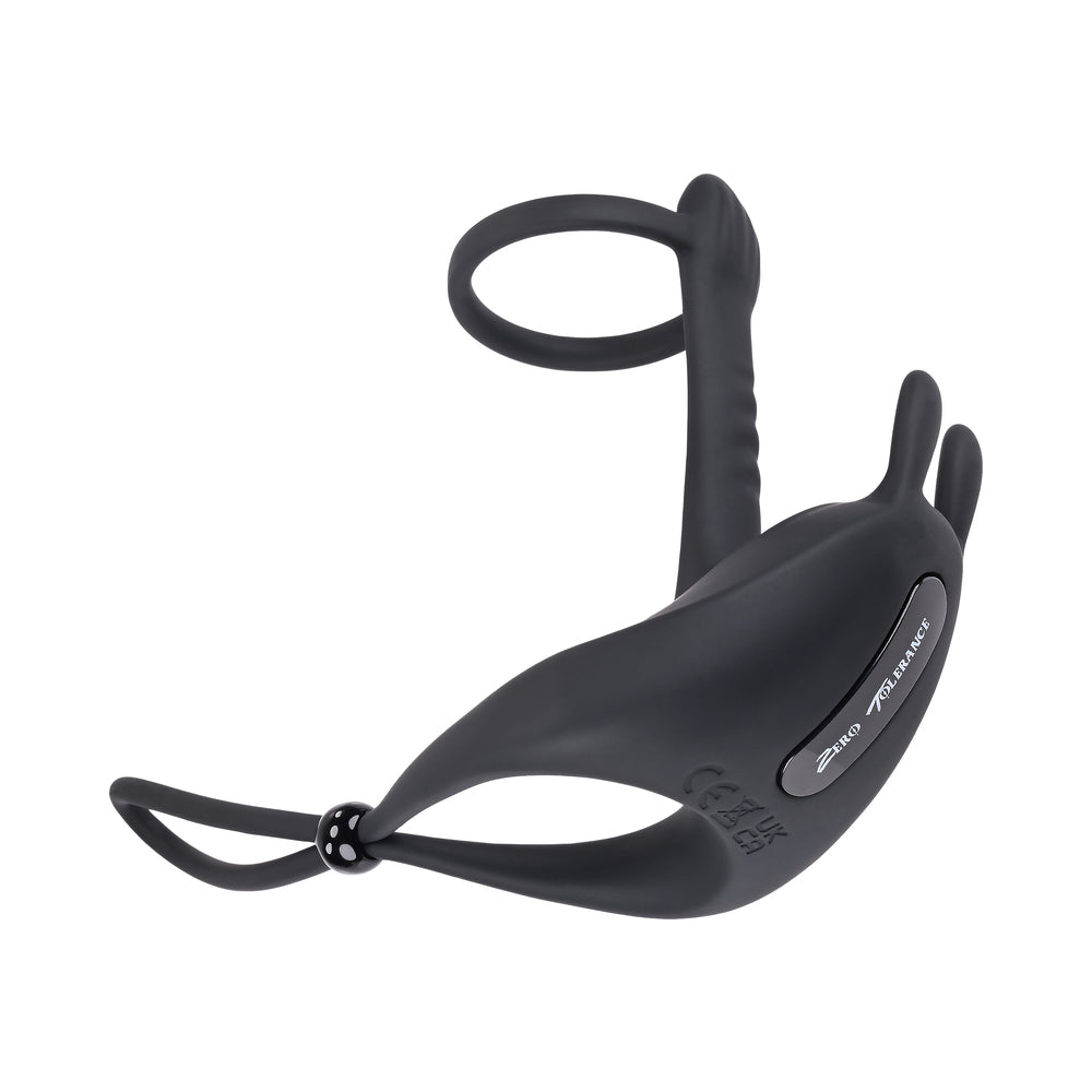 Zero Tolerance Saddle Up Rechargeable Vibrating C-Ring & Girth Enhancer Silicone Black - Fantasies Boutique