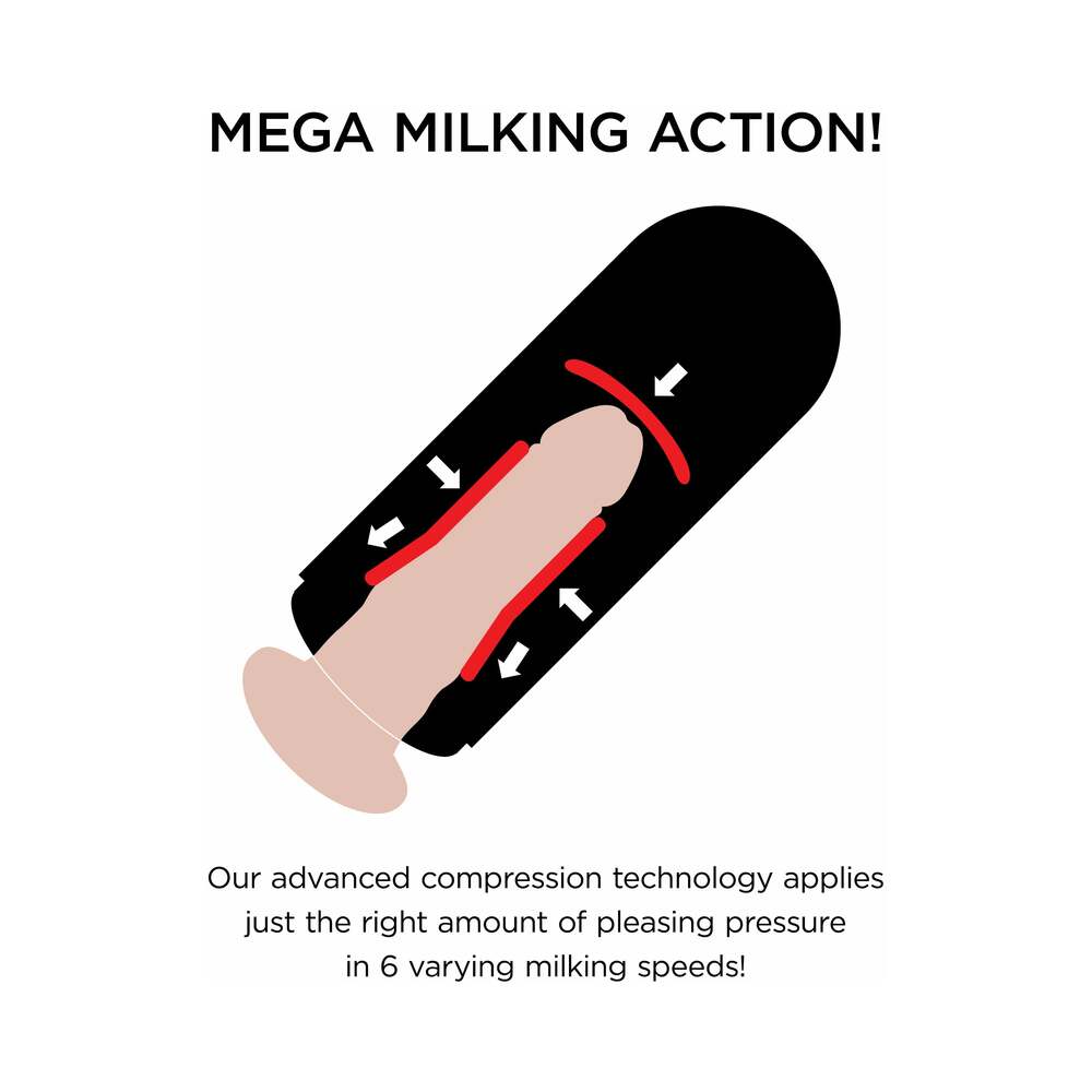 PDX Elite Vibrating Mega Milker Rechargeable Stroker With Hands-Free Suction Cup Beige/Black - Fantasies Boutique