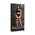 Le Desir Shade Ananke XII Choker, Bandeau Top & Panty with Garters Black Queen - Fantasies Boutique