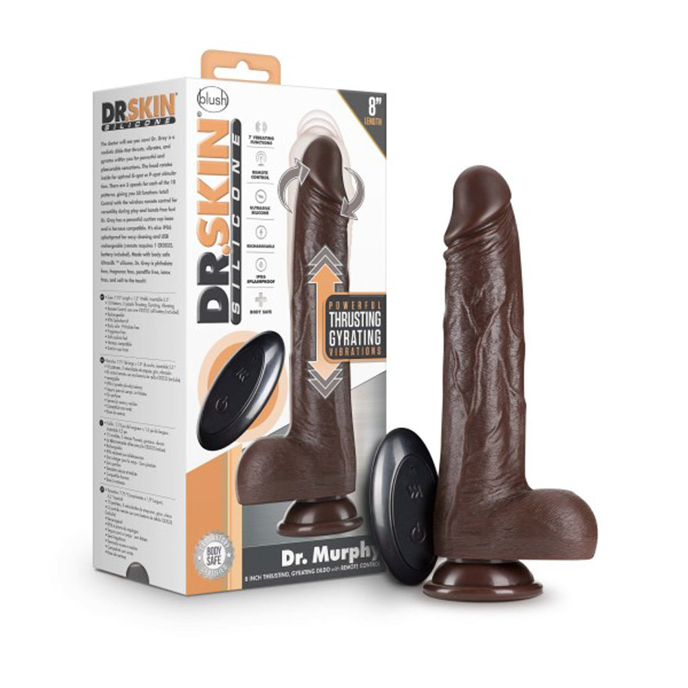 Dr. Skin Dr. Murphy 8 in. Thrusting Dildo with Balls Brown - Fantasies Boutique