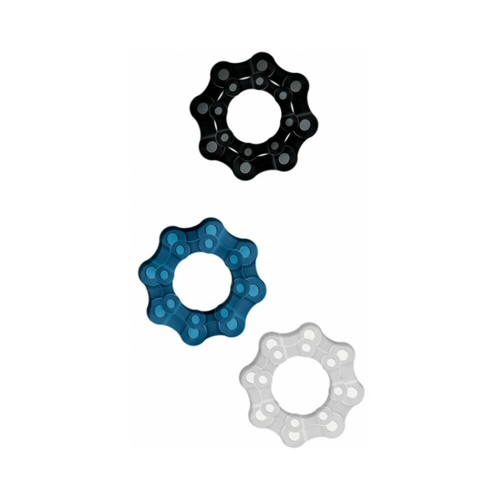Chain Gang Cockrings 3pk (Clr,Blue,Blk) - Fantasies Boutique