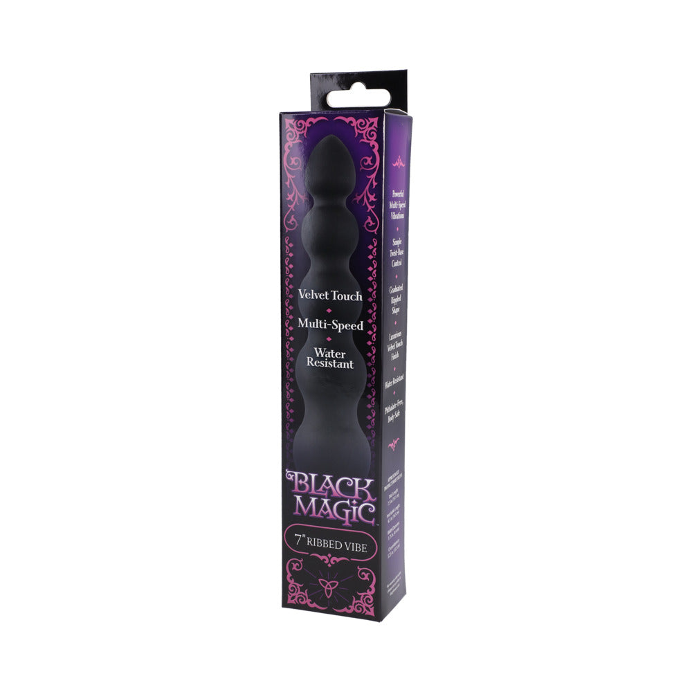 Black Magic 7in Ribbed Vibrator - Fantasies Boutique