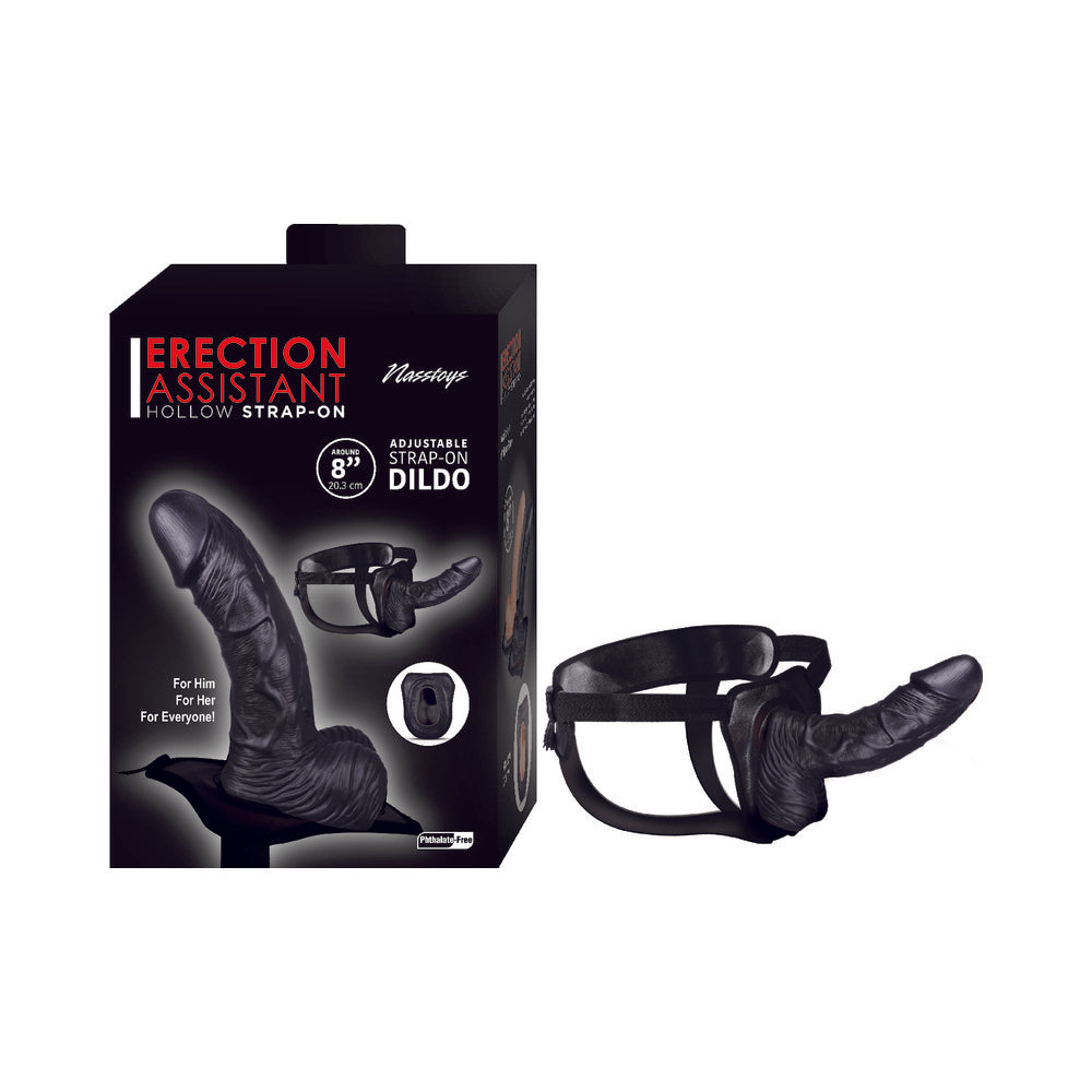 Erection Assistant Hollow Strap-On 8 in. Black - Fantasies Boutique