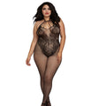 Dreamgirl Fishnet Bodystocking With Knitted Teddy Design Black Queen - Fantasies Boutique