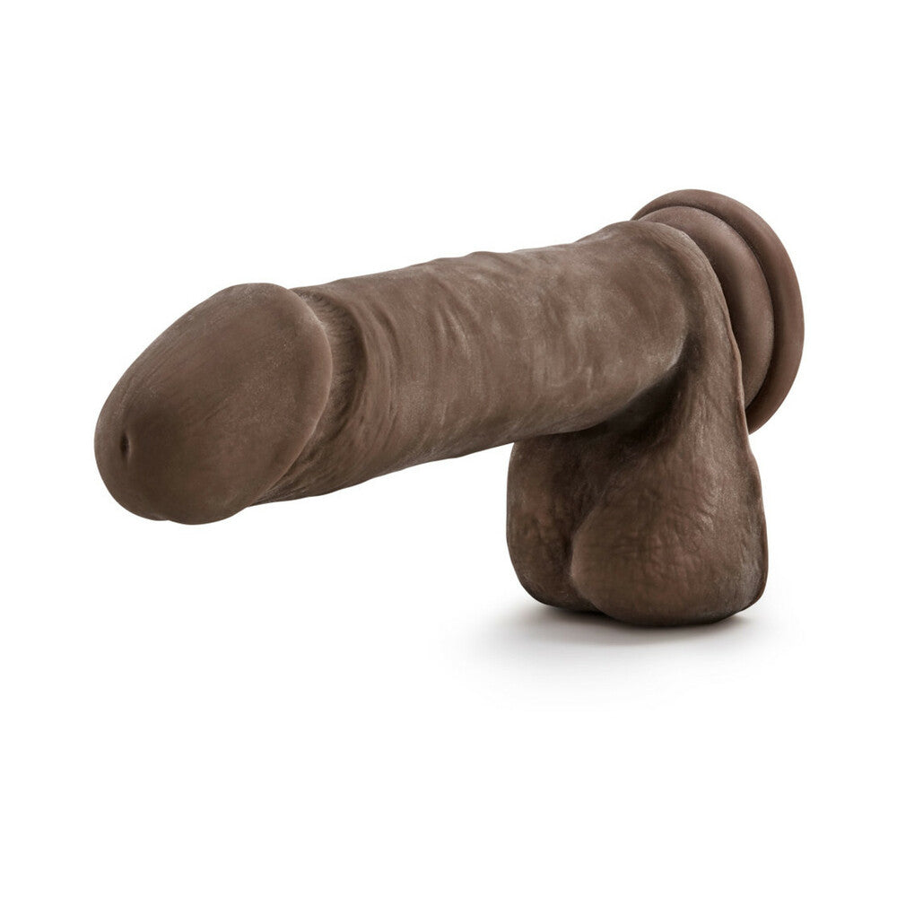 Blush Au Naturel 8 in. Posable Dual Density Dildo with Balls & Suction Cup Brown - Fantasies Boutique