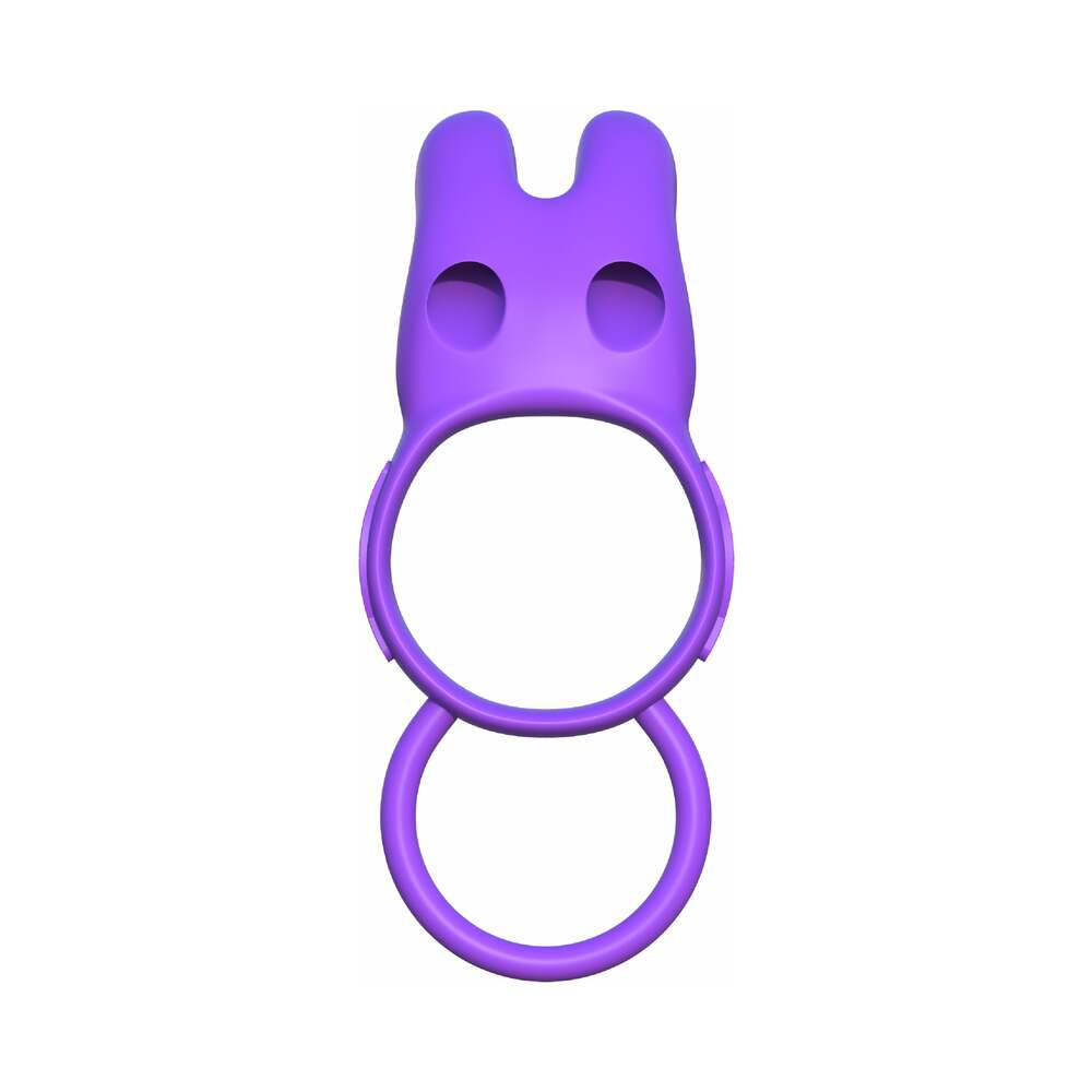 Pipedream Fantasy C-Ringz Silicone Vibrating Twin Teazer Rabbit Ring With Ears Purple