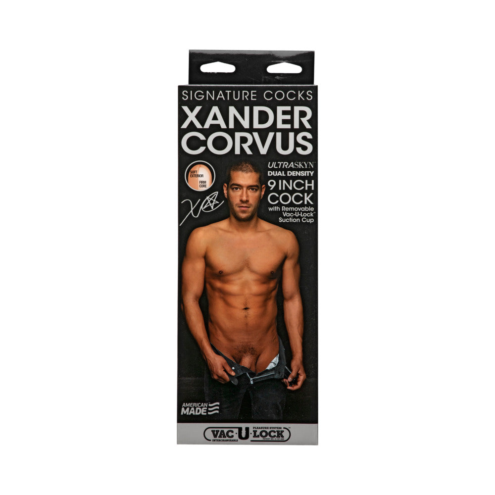 Signature Cocks - Xander Corvus - 9in ULTRASKYNCock w/Removable Vac-U-Lock Suction Cup Vanilla - Fantasies Boutique