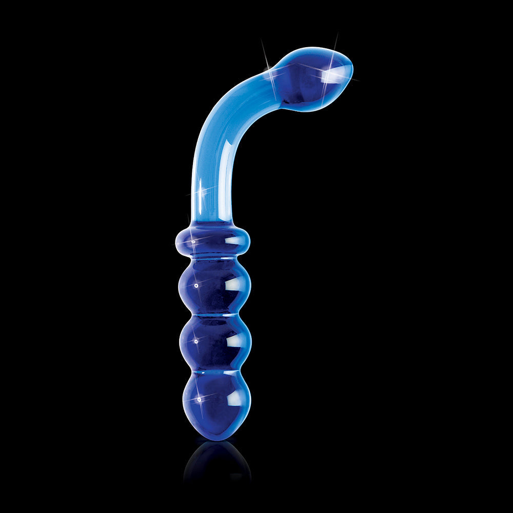Icicles No. 31 Curved Beaded 7.25 in. Dual-Ended Glass Dildo Blue