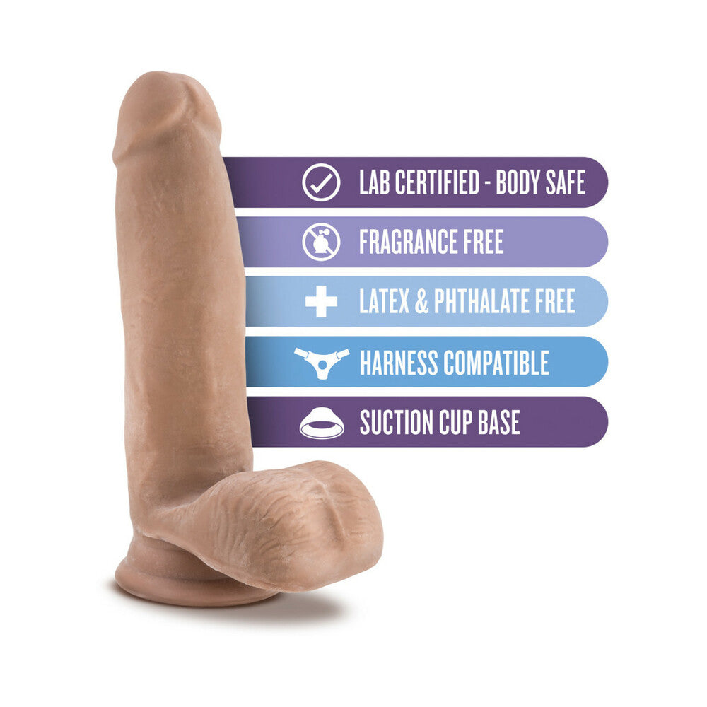 Au Naturel 7 in. Posable Dual Density Dildo with Balls Tan - Fantasies Boutique