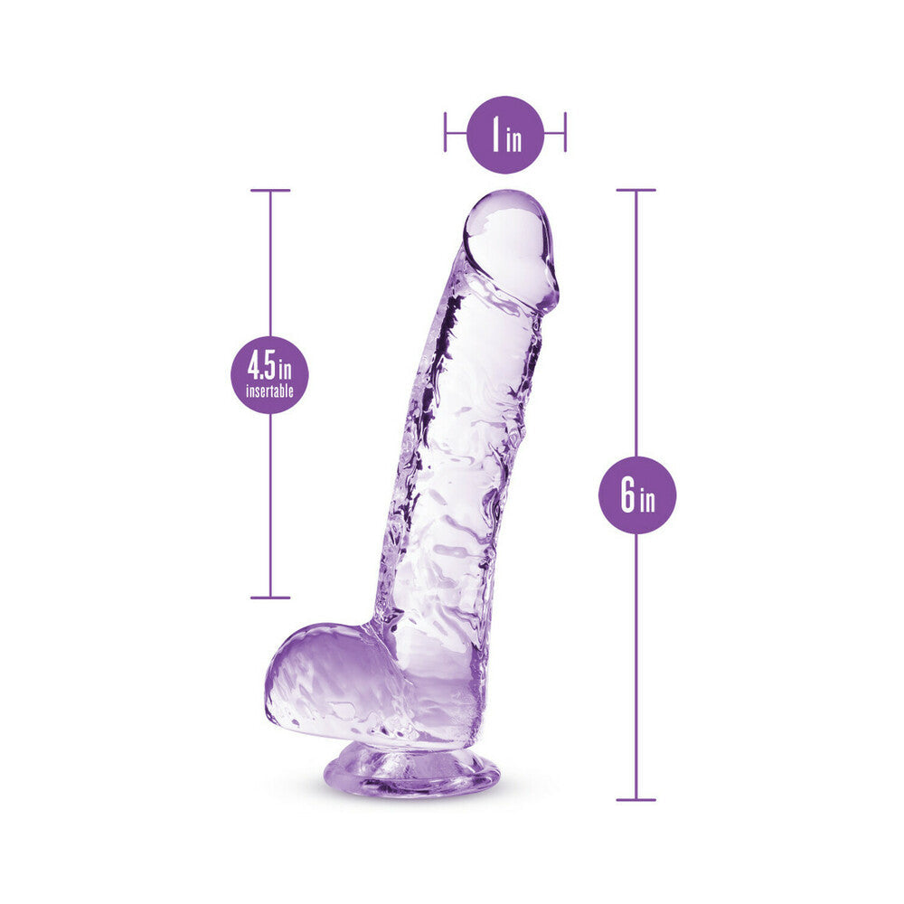 Naturally Yours Crystalline 6 in. Dildo with Balls Amethyst - Fantasies Boutique