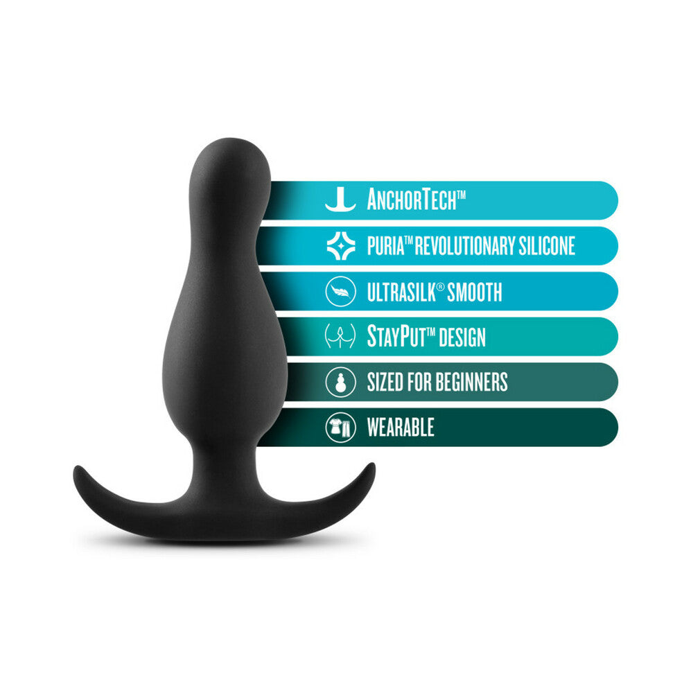 Anal Adventures Platinum Silicone Curve Plug Black - Fantasies Boutique