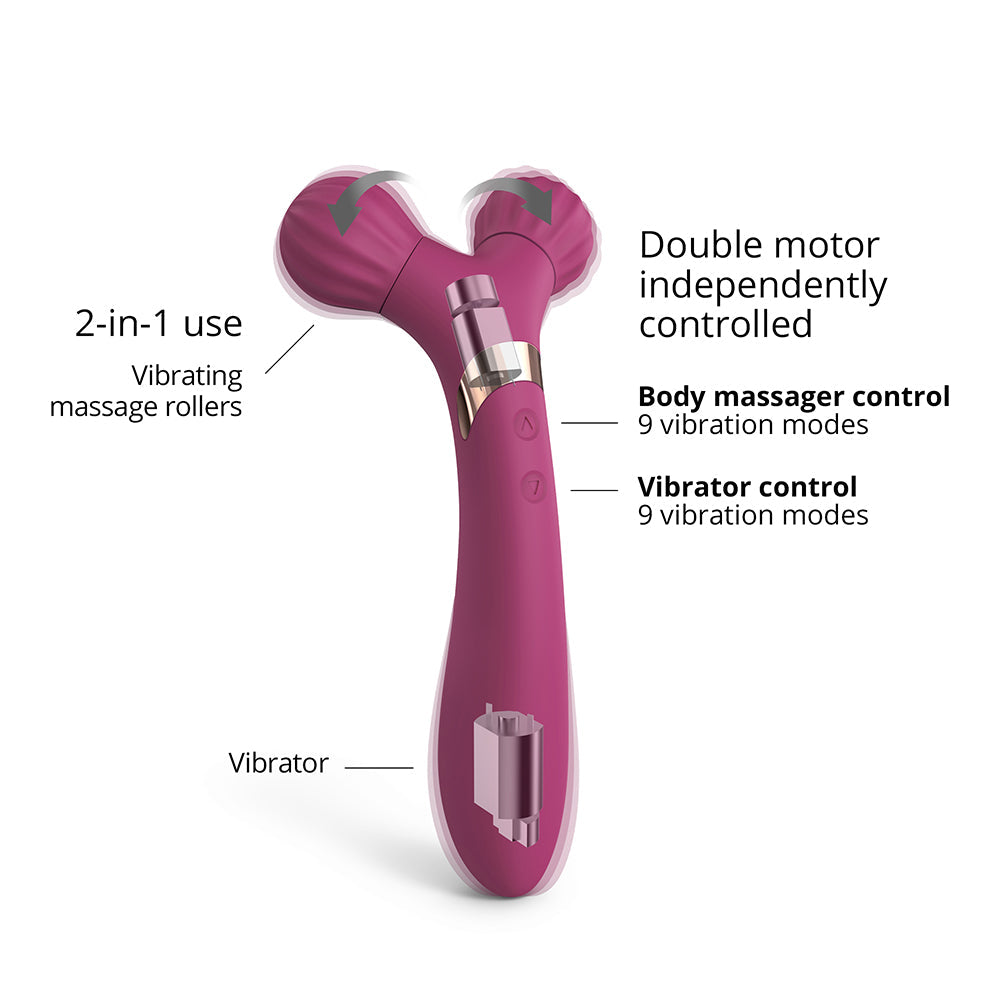 Love to Love Fireball Rechargeable Dual Ended Silicone Body Massager & Vibrator Plum Star - Fantasies Boutique