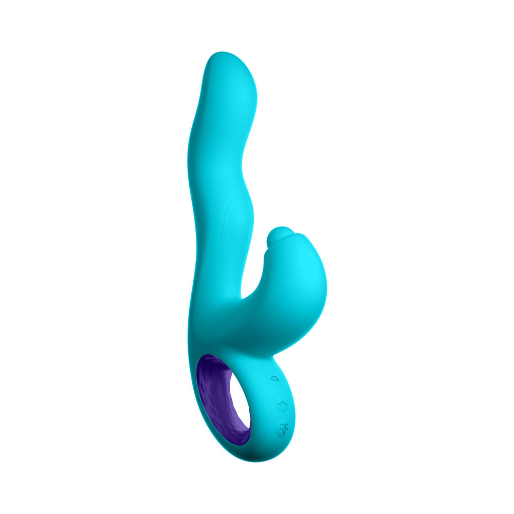FemmeFunn Klio Rechargeable Silicone Triple Action Thumping Rabbit Vibrator Turquoise - Fantasies Boutique
