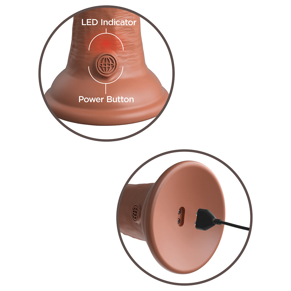 King Cock Elite 6 in. Vibrating Realistic Dildo With Suction Cup Tan - Fantasies Boutique