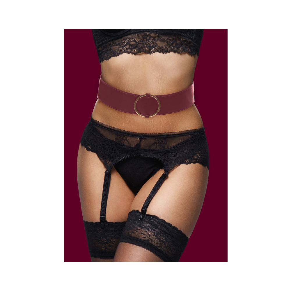 Ouch! Halo Ringed Waist Restraint Belt Burgundy S/M - Fantasies Boutique