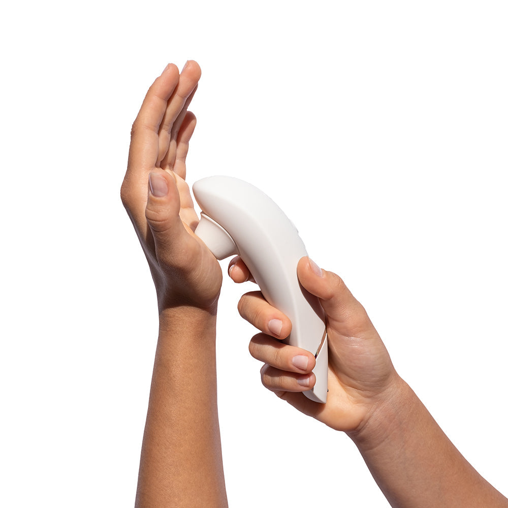 Womanizer Premium 2 Rechargeable Silicone Luxurious Pleasure Air Clitoral Stimulator Warm Gray - Fantasies Boutique