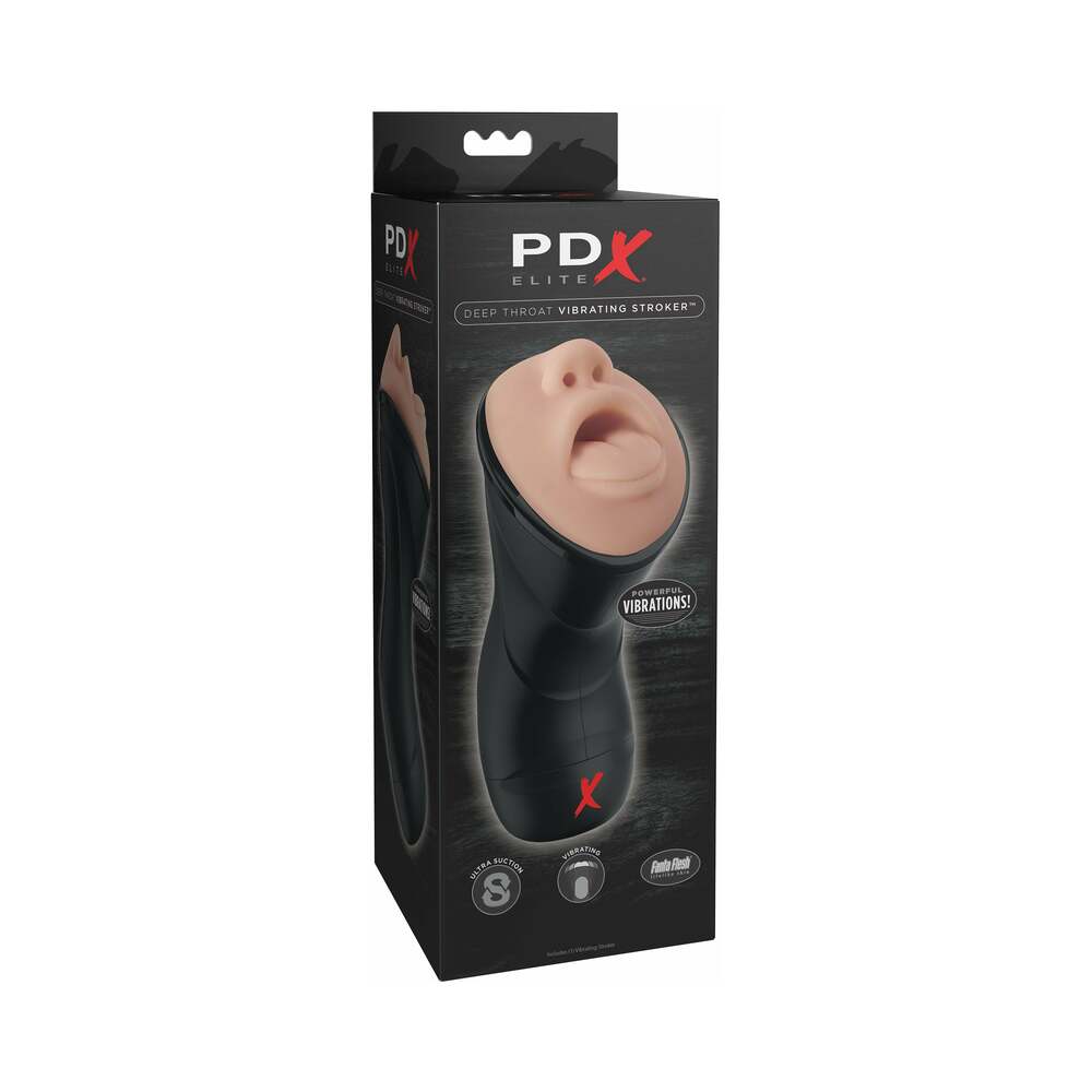 PDX Elite Deep Throat Vibrating Stroker Beige/Black - Fantasies Boutique
