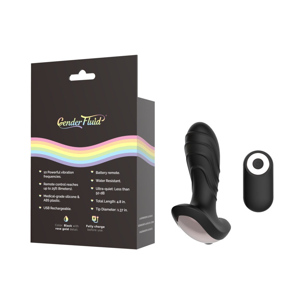 Gender Fluid Buzz Rechargeable Remote-Controlled Silicone Anal Vibrator Black