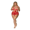 Magic Silk Marabou Bra, Garter Skirt & G-String Set Red QUEEN - Fantasies Boutique