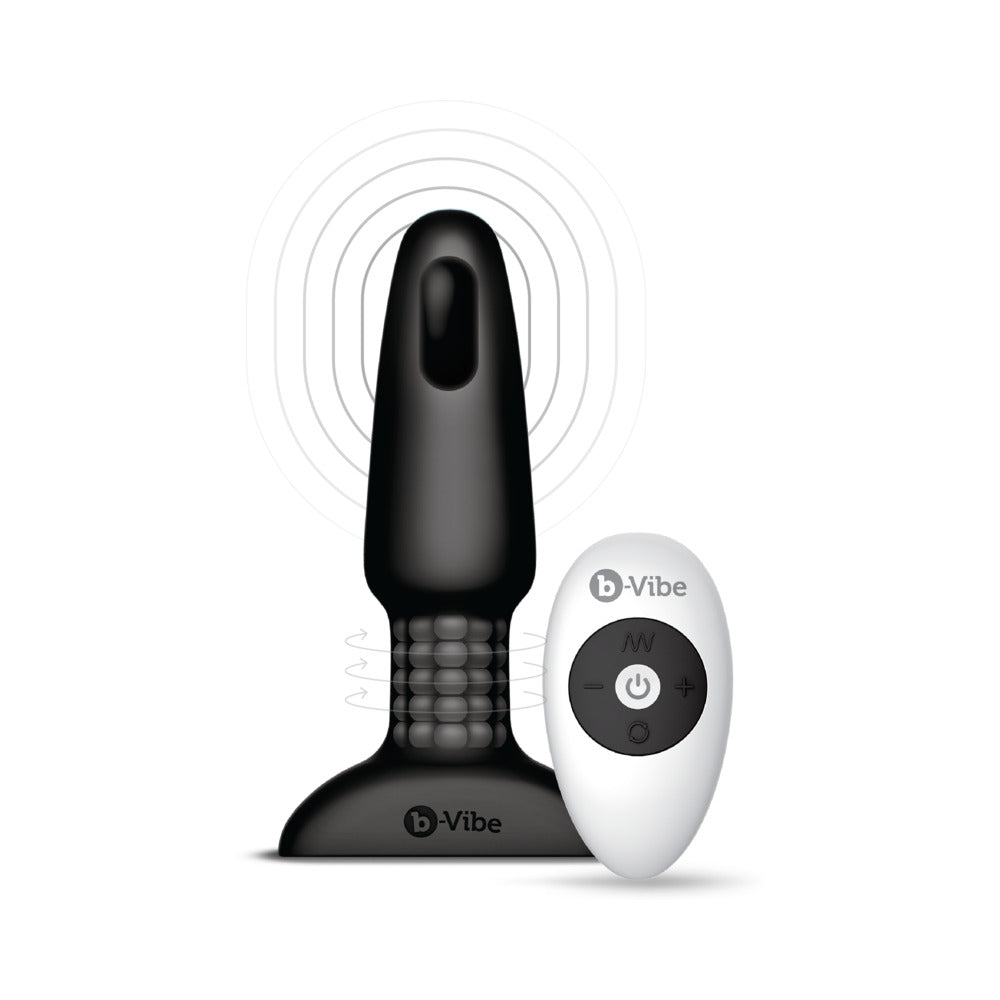 b-Vibe Rimming 2 Rotating and Vibrating Remote Control Plug Black - Fantasies Boutique