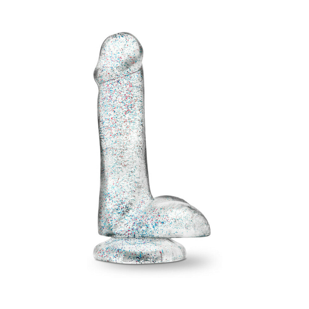 Naturally Yours 6 in. Glitter Cock Realistic Dildo with Balls Sparkling Clear - Fantasies Boutique