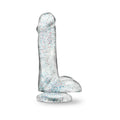Naturally Yours 6 in. Glitter Cock Realistic Dildo with Balls Sparkling Clear - Fantasies Boutique