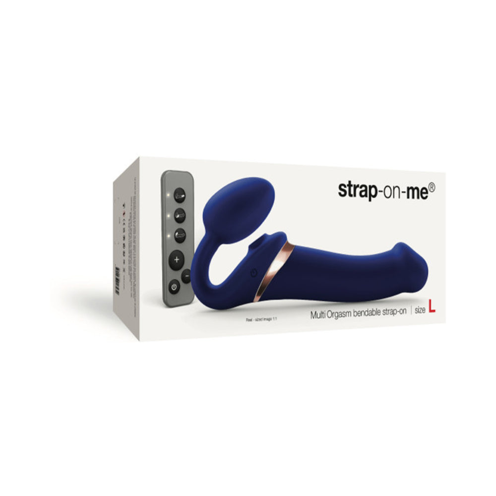Strap-On-Me Rechargeable Remote-Controlled Multi Orgasm Bendable Strap-On Night Blue L - Fantasies Boutique