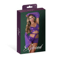 Magic Silk Glimmer Wrap Bralette, Booty Shorts & Sleeve Set Purple Disco S/M