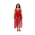 Dreamgirl Dreamgirl Teddy & Sheer Mesh Maxi Skirt With G-String Rouge Queen 2X Hanging - Fantasies Boutique