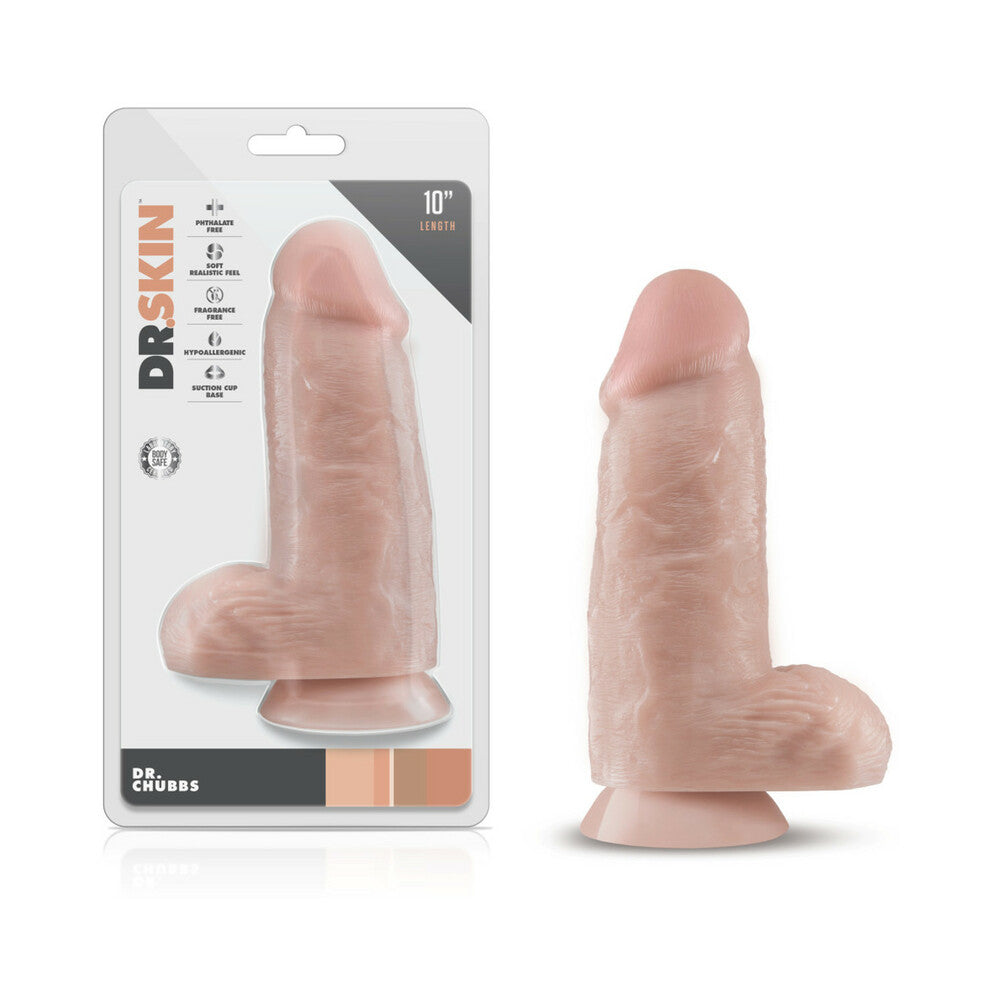Dr. Skin Dr. Chubbs Realistic 10 in. Dildo with Balls Beige - Fantasies Boutique