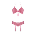 Magic Silk Wisteria Mist Bralette & Panty with Removable Garters Pink Queen Size