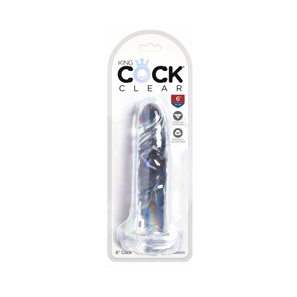King Cock Clear 6 in. Cock Realistic Dildo With Suction Cup - Fantasies Boutique