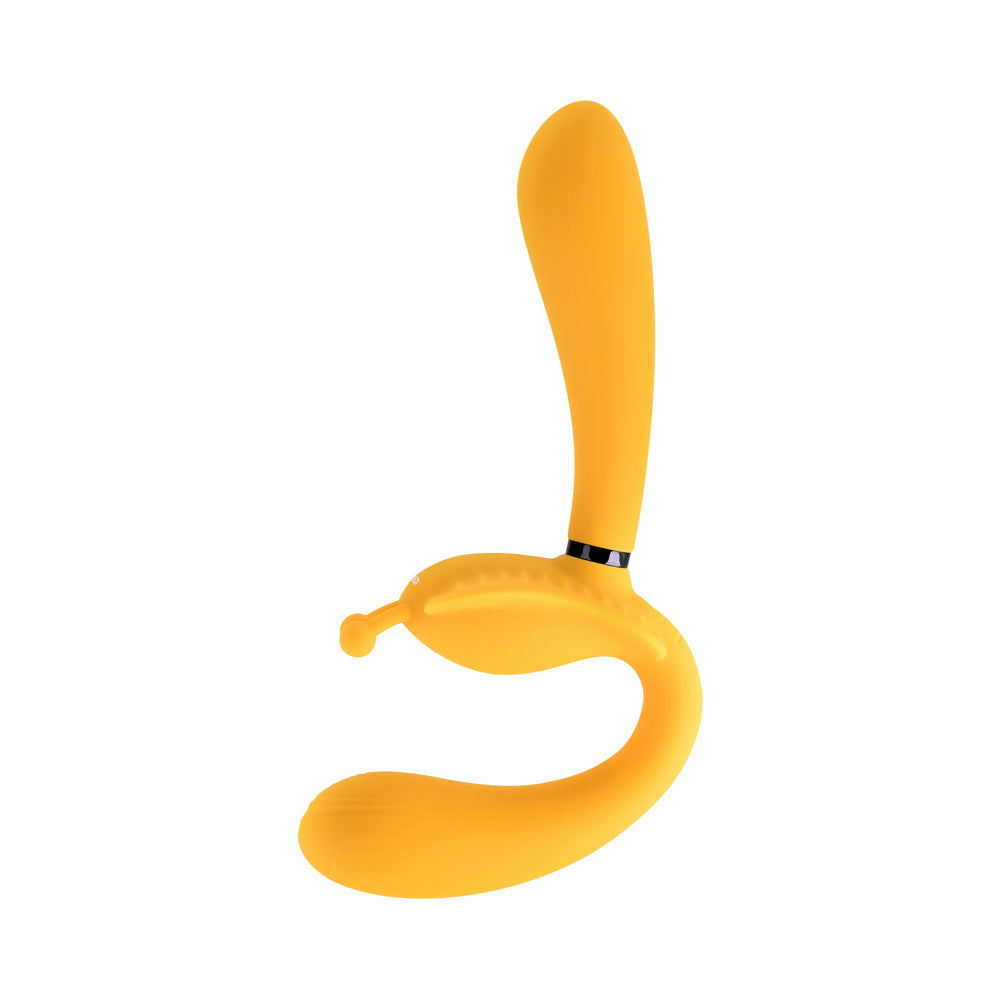 Evolved Monarch Rechargeable Silicone Multifunction Vibrating Strapless Strap-On Yellow - Fantasies Boutique